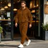 Men's Multi-Pocket Zip-Up Hooded Sweatshirt and Pants Set Athletic Tracksuit