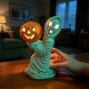 Vintage Ghost Holding Pumpkin Figurine with Warm White Light Bulb Small Night Light Halloween Decoration Indoor Use