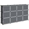 VidaXL Storage Cubes 12 Pcs with Doors Black PP, Storage Cube, Cube Storage Organizer, Shelf At 4019578