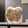 Gold Plated Hollow Apple Sculpture, Ceramic Crafts, Office Desktop Ornaments, Apple Model Sculptures, Living Room Decorations