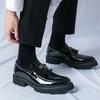 Korean Version of Spring Platform-soled Glossy Fringed Loafers Men's Fashion Small Leather Shoes