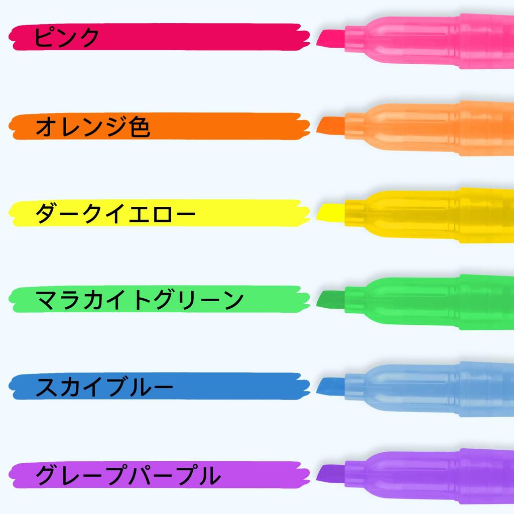 of Highlighter large capacity for and the 6-Pack 6-Color Pens Water-based, quick-drying, bleed-resistant, marking, underlining, coloring,