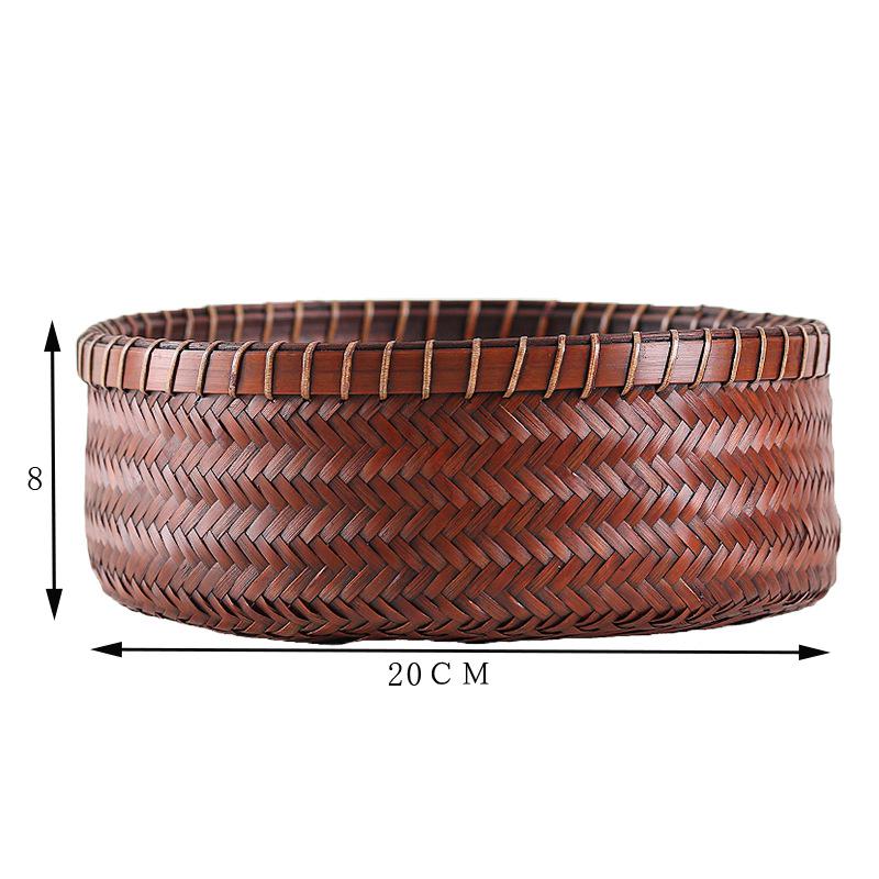 Retro Bamboo Woven Basket for Tea Set Storage | Bamboo Handle Food Container | Chinese Gongfu Tea Storage Box
