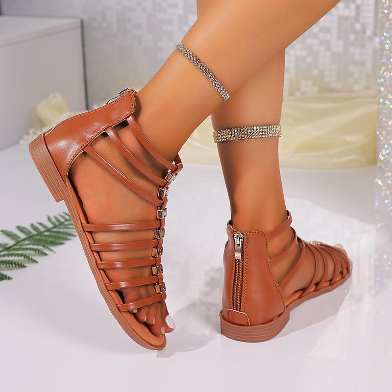 Sandali Zeppa Bocca di Pesce Stile Bohemia da Donna Scarpe Gladiator con Zeppa Piattaforma con Zip Scarpe Estive in PU Gelatina per Donna Sandali Bassi