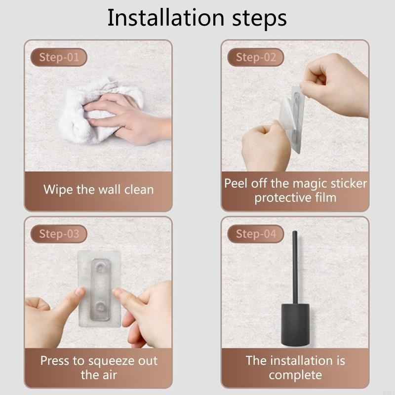 Toilet Brush Set Bathroom Cleaning Brush No Punching Household Non Marking Sticker