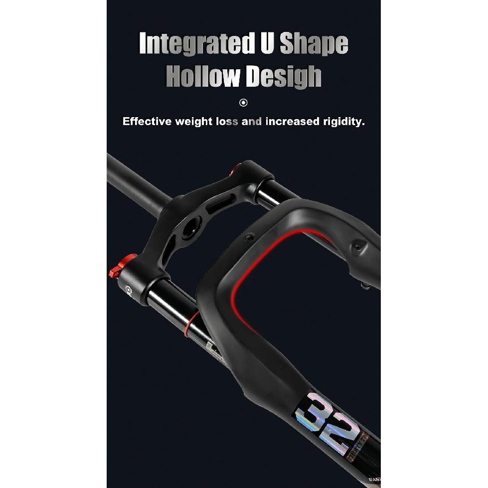 NANLIO Fat Bike Air Suspension Fork 20 26 Inch 4.0 Tire Snow MTB E-Bike Fork Oil Damping 32mm Stanchion 135x9mm