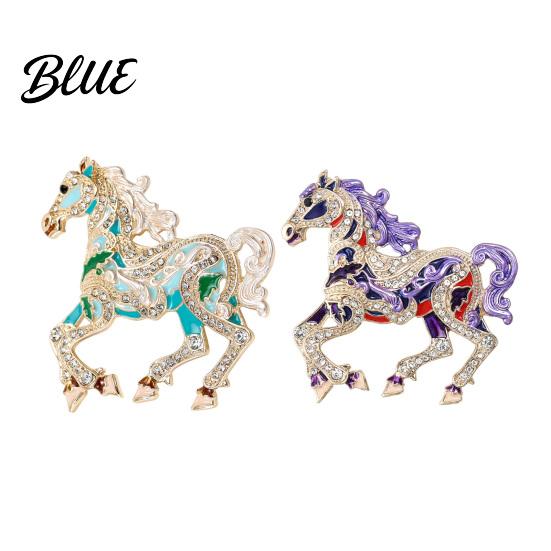 Elegant Horse Accessory Colorful Brooch Rhinestone Encrusted Alloy Lapel Pin
