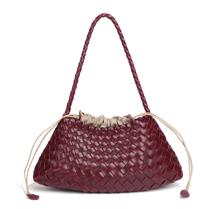 Borsa da donna a spalla singola borsa intrecciata alla moda borsa versatile da sotto braccio borsa a mano retrò madre e figlio