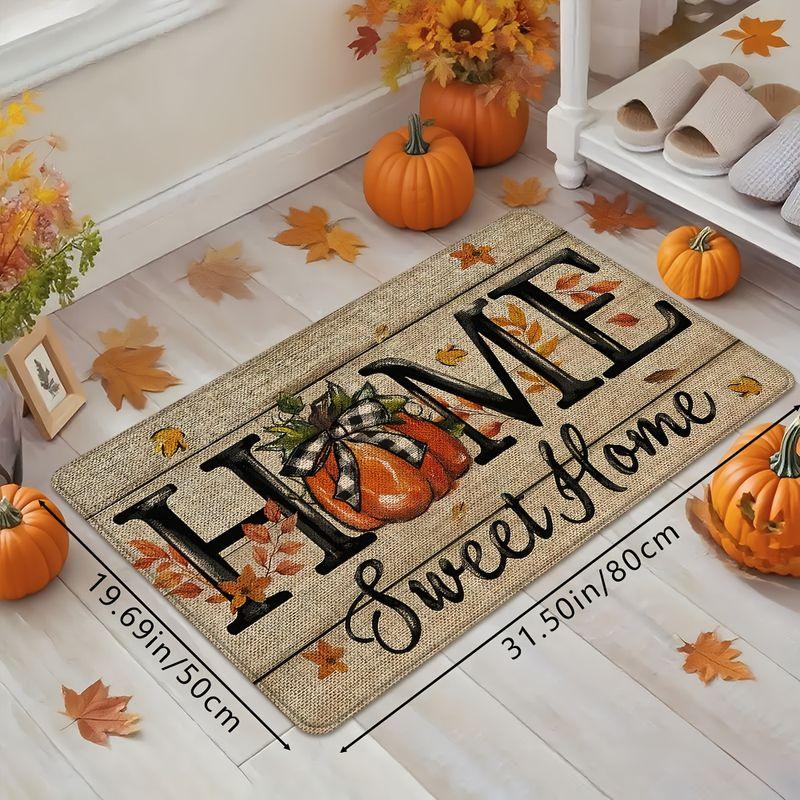 VIKAMA Autumn Pumpkin Welcome Floor Mat Anti-slip Washable Kitchen Floor Mat Indoor/Outdoor Entrance Rug Home Decoration