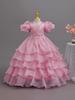 Robe de Princesse à Manches Bouffantes pour Filles - Jupe Gâteau Moelleuse à Plusieurs Étages Costume d'Anniversaire