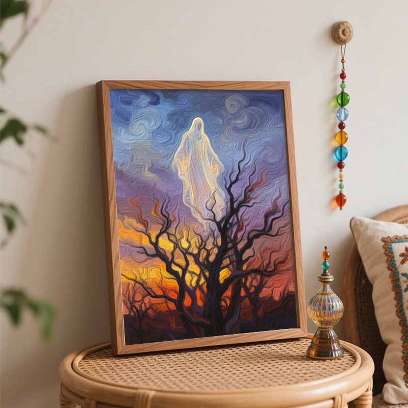 Halloween Digital Oil Painting Coloring Painting Hand Painting Home Decoration Glowing Spirit Sunset Tree Art Design