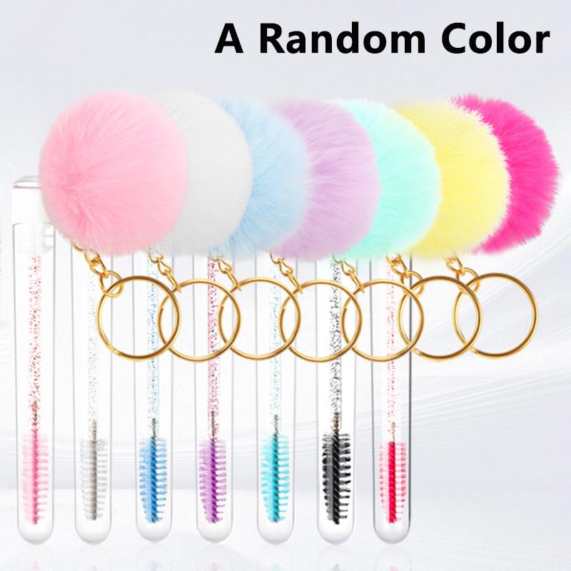 Eyelash Brush Tube With Pompom Lash Extension Makeup Brush Dustproof Eyebrow Comb Beauty Tools