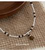 Cui Yan S925 Sterling Silver Korean Tiger's Eye Bead Necklace - Women's Fashionable Autumn/Winter Clavicle Chain