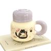 Milk Fufu Mug With Lid Cute Ceramic Cup Girls Couple Water Cup Home Coffee Breakfast Cup Children