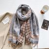 Autumn and winter new geometric thousand bird grid double-sided imitation cashmere scarf women's thickened warm shawl travel photo scarf