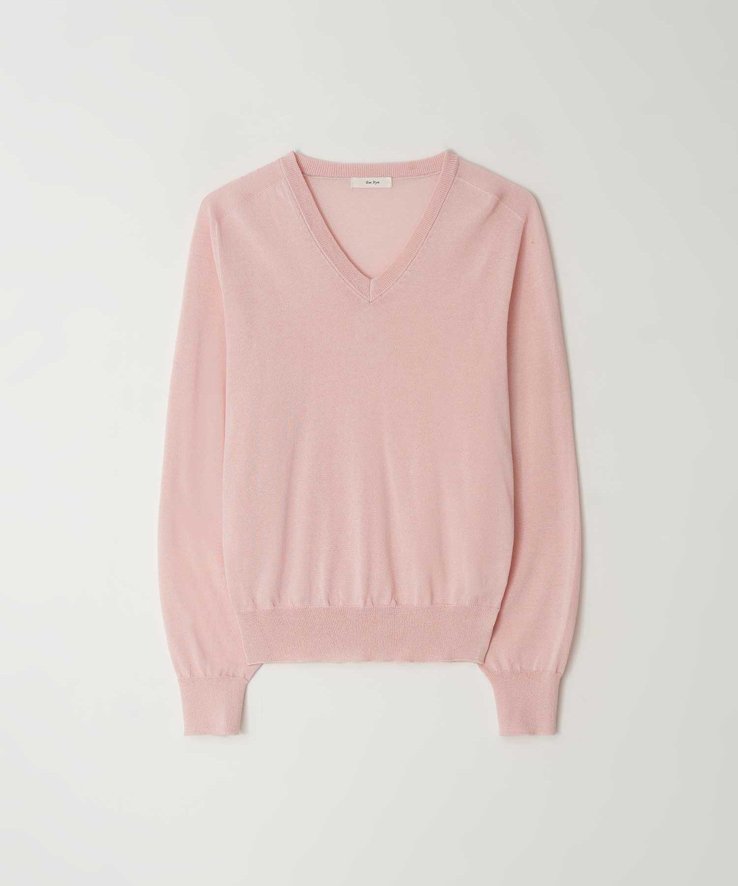 The Rye Wholegarment Cotton V-Neck Knit(Light Pink) Light Pink/Free