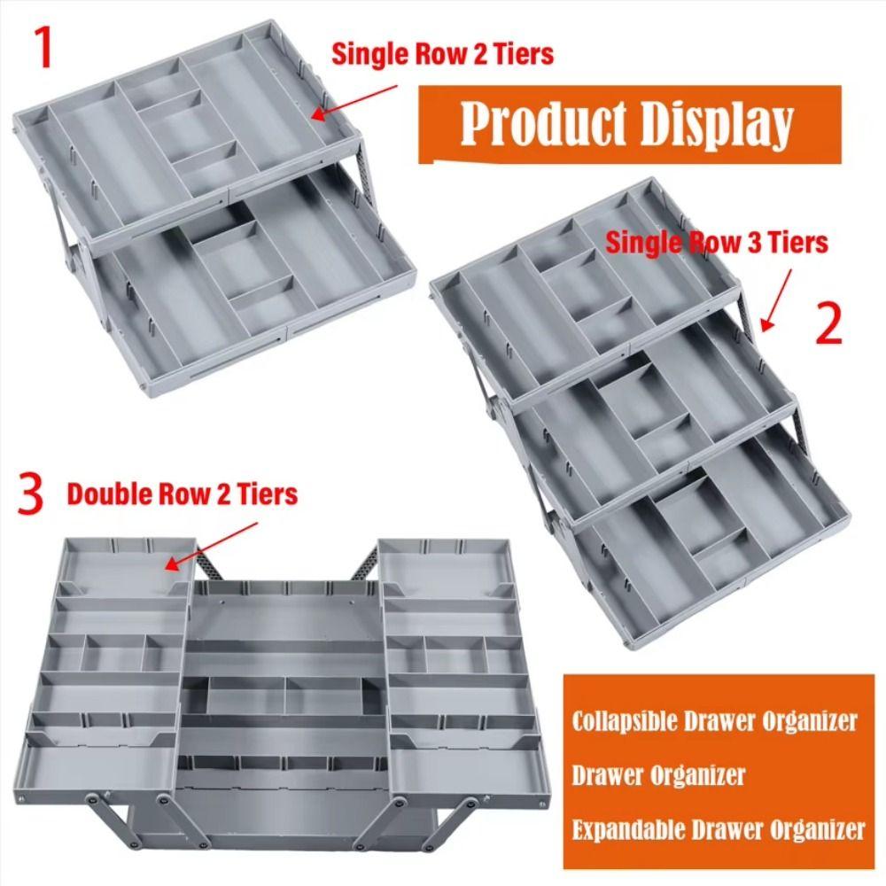 Adjustable Expandable Storage Tray 2/3 Tier Flatware Storage Divider Cosmetics Utensils