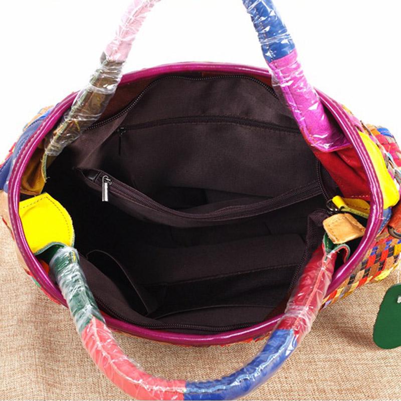 Lomantina Women'S Handbags Ladies Vertical Stylish Genuine Leather Handmade Bag Woven Casual Style Shoulder Tote For Lady Purse