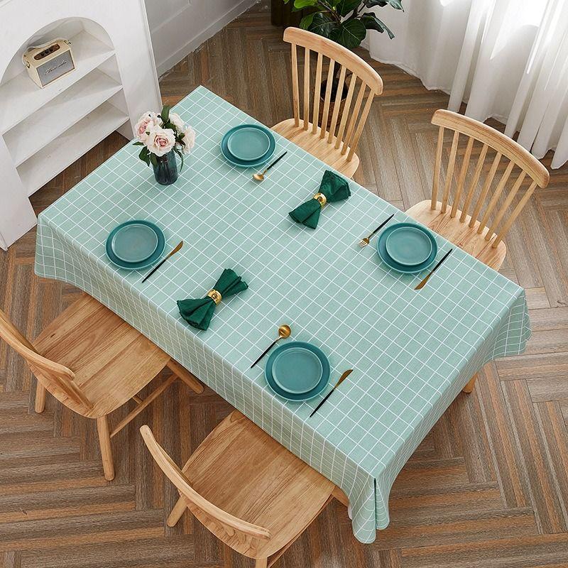 PVC Tablecloth Waterproof and Oil-proof Wash-free Pastoral Desk High-end Dining Table Cloth Coffee Table Table Mat Ins Style Rectangular