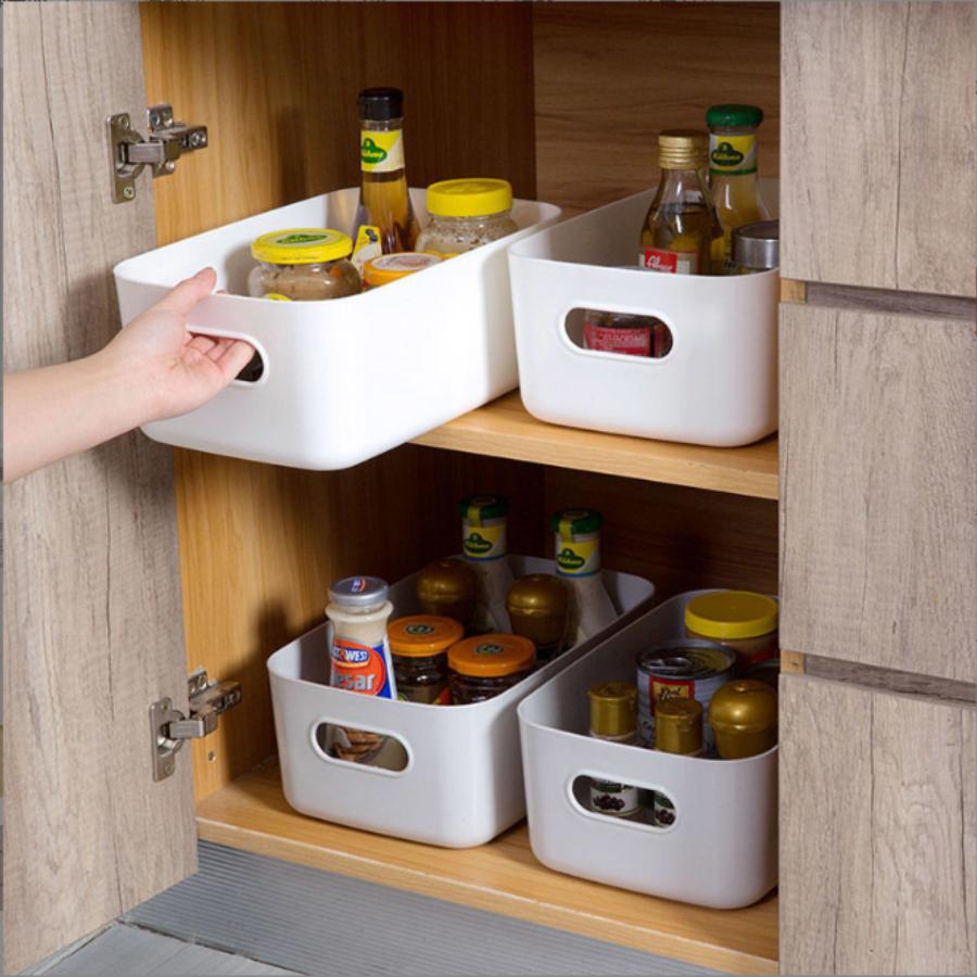 Plastic Desktop Organizer, Portable Rectangular Storage Basket for Kitchen, Bedroom, Bathroom, Dormitory and Office Use