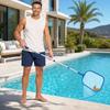 Adjustable Aluminum Pole Pool Skimmer Net Set with Fine Mesh Leaf Net and Brush for Shallow Water Pools and Baby Swimming Pools