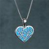 Fashion Love Heart Tree of Life Pendant Necklace For Women Inlay Blue Imitation Opal Necklace Wedding Jewelry Birthday Gifts
