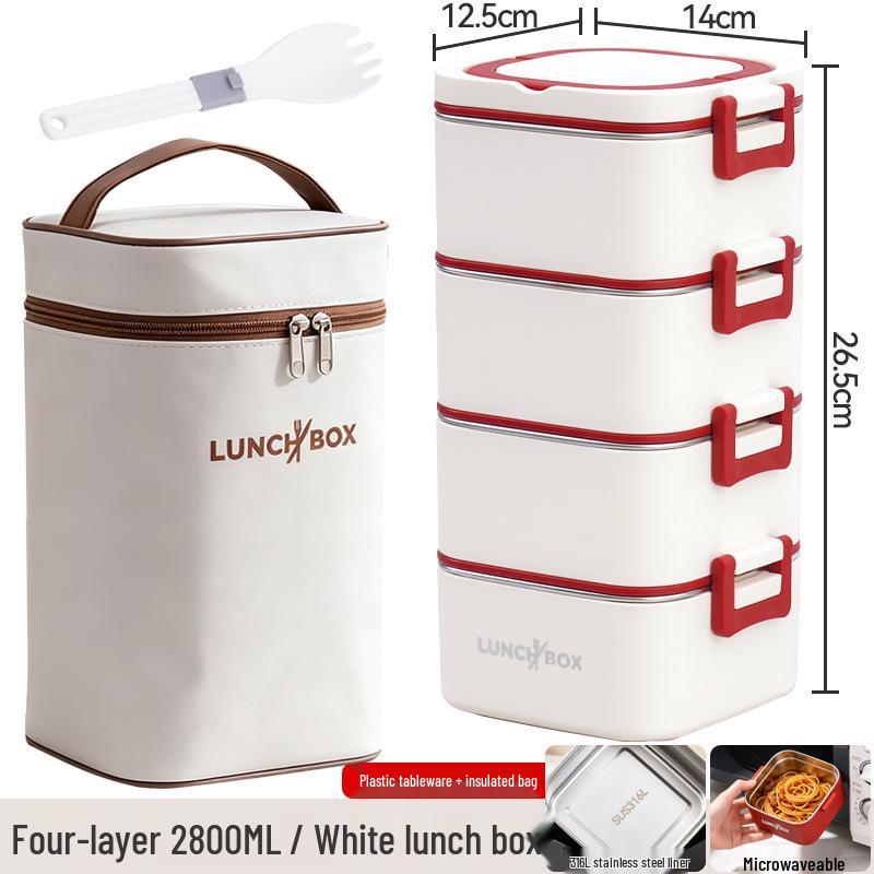 316 Stainless Steel Insulated Bento Lunch Box, Microwaveable Meal Container for Office Workers