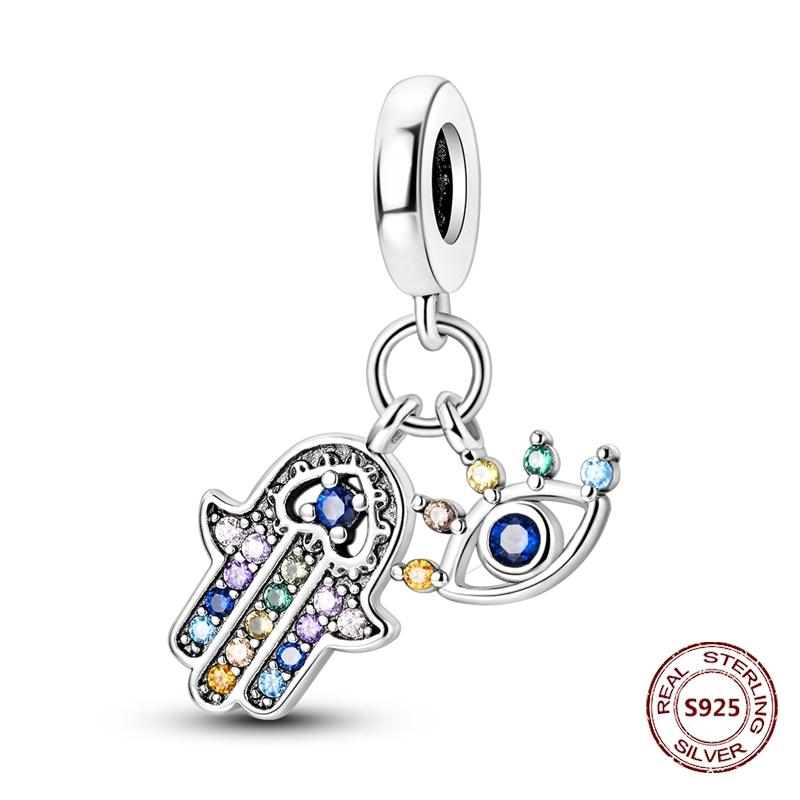 Teufelsaugen Anhänger 925 Kupfer Original Hand von Fatima Blauer Zirkon Kreuz Blaue Augen Charms Passend für Armband DIY Herstellung Zirkon Geschenk