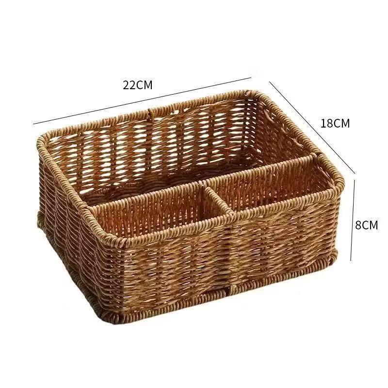 Faux Rattan Desktop Organizer Box