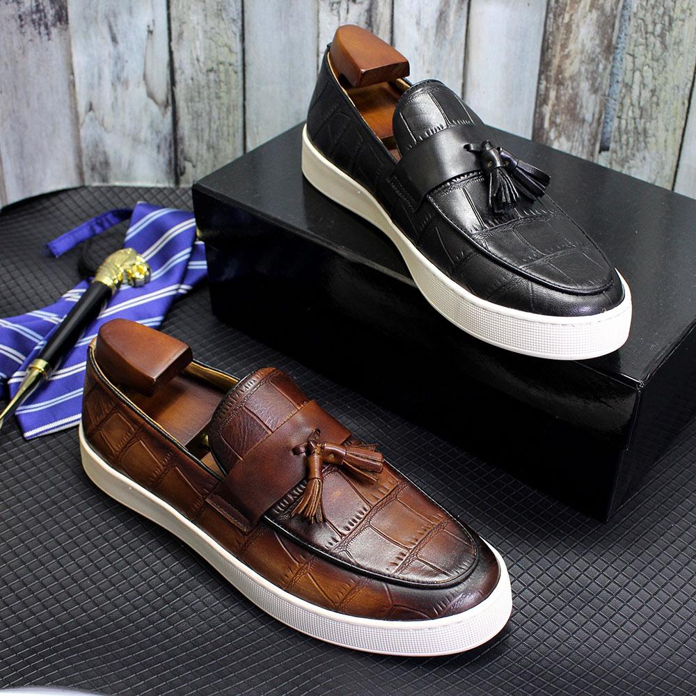 Fashion Big Size 38 to 50 Tassel Loafer Men Casual Shoes Cow Genuine Leather Slip-On Soft Sole Daily Party Shoe Sneakers Wedding Shoes