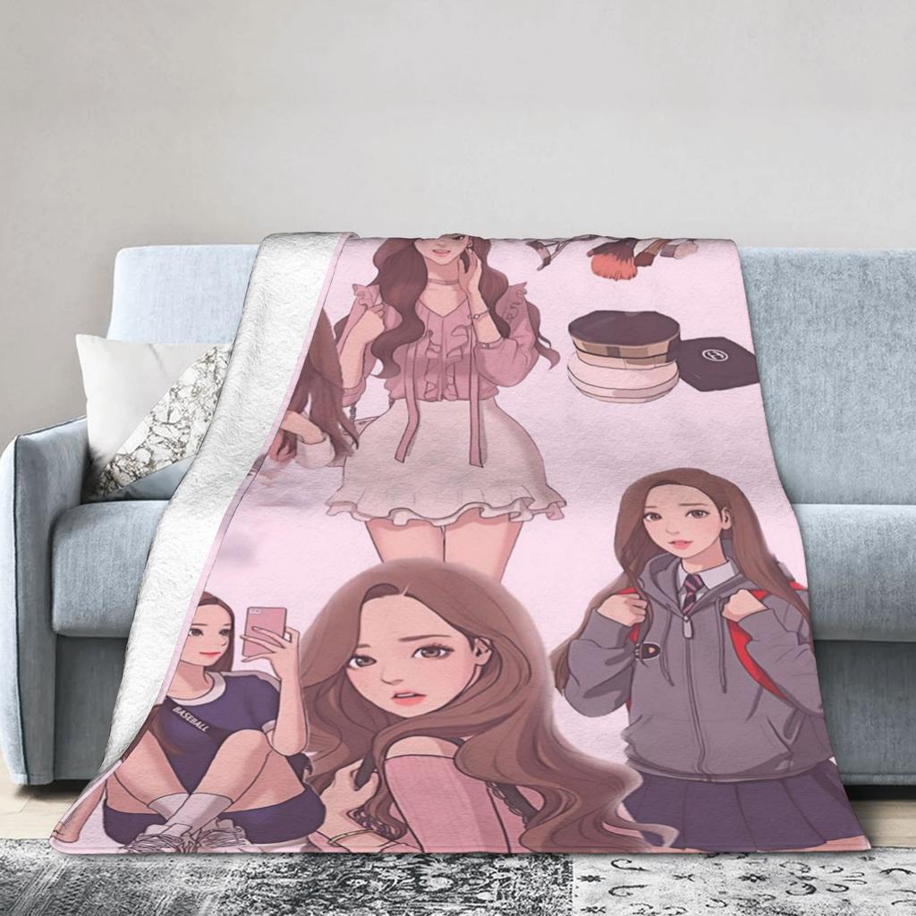 True Beauty Series Fleece Throw Blankets Mun Ka-Young Blanket for Sofa Bedroom Lightweight Thin Quilt