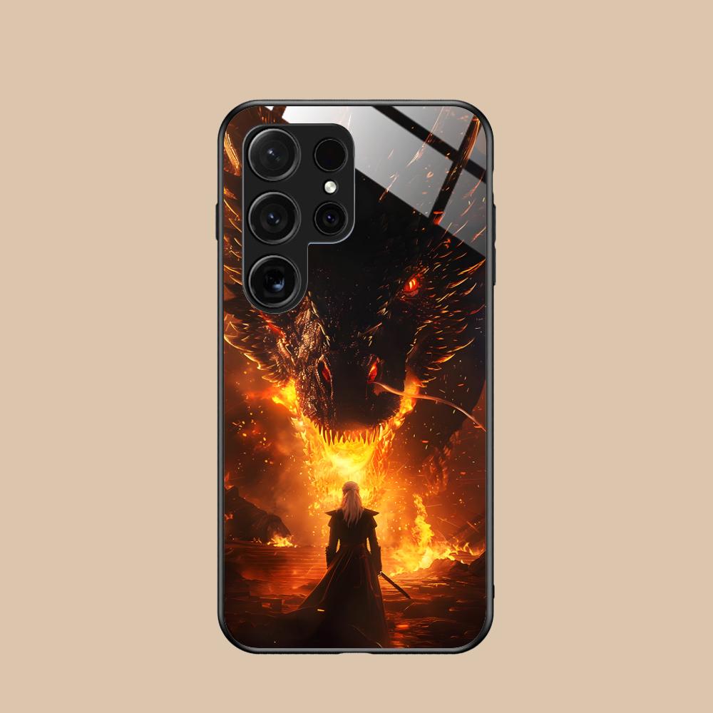Dragon Queen Glass Mobile Phone Case for Samsung Galaxy S26 S25 S24 S23 S22 S21 S20 Note20 Plus FE Ultra Colorful Cover