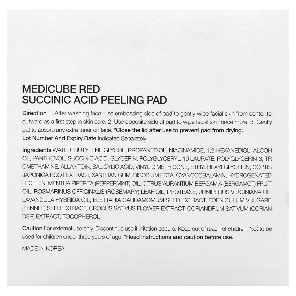 Medicube Red Succinic Acid Peeling Pads, 70 Sheets