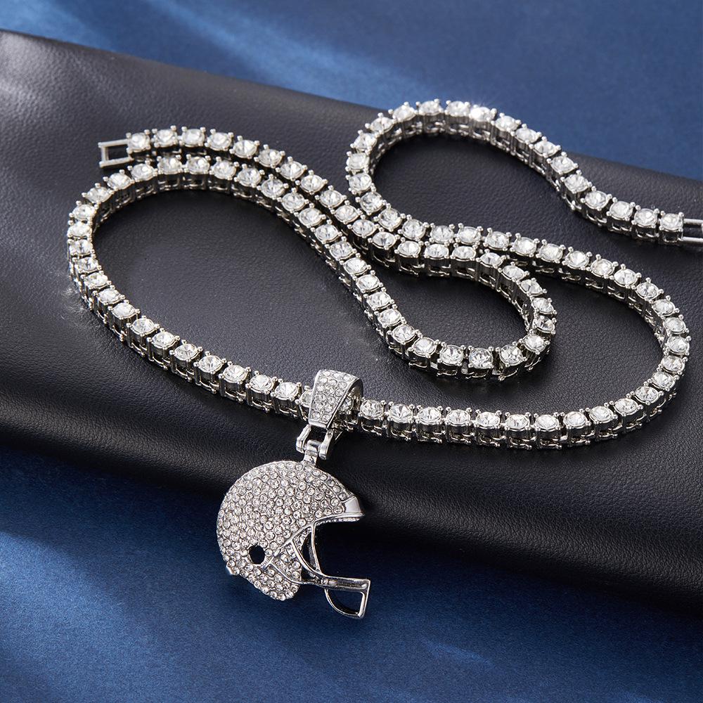 Rugby Helmet Pendant: Hip Hop Street Style Tennis Chain Accessory