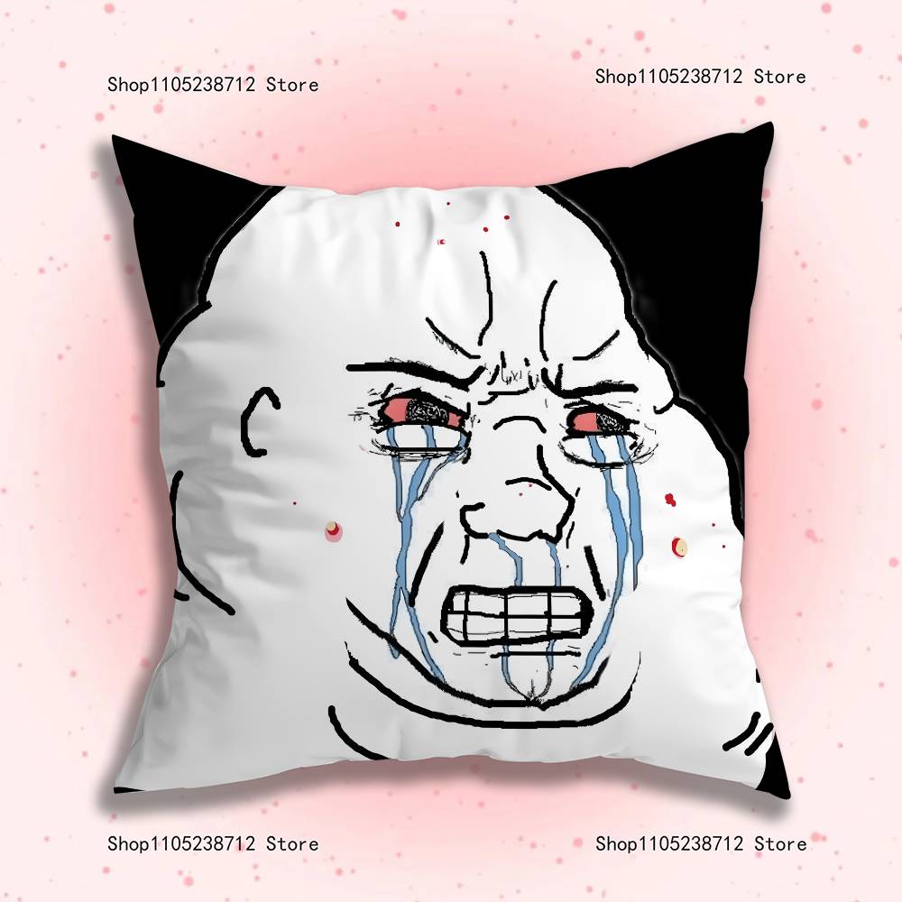 Wojak Soyjak Its Over Funny Meme Pillow Covers Cartoon Sofa Decorative Home Double-sided Printing Short Plush Cute Cushion Cover