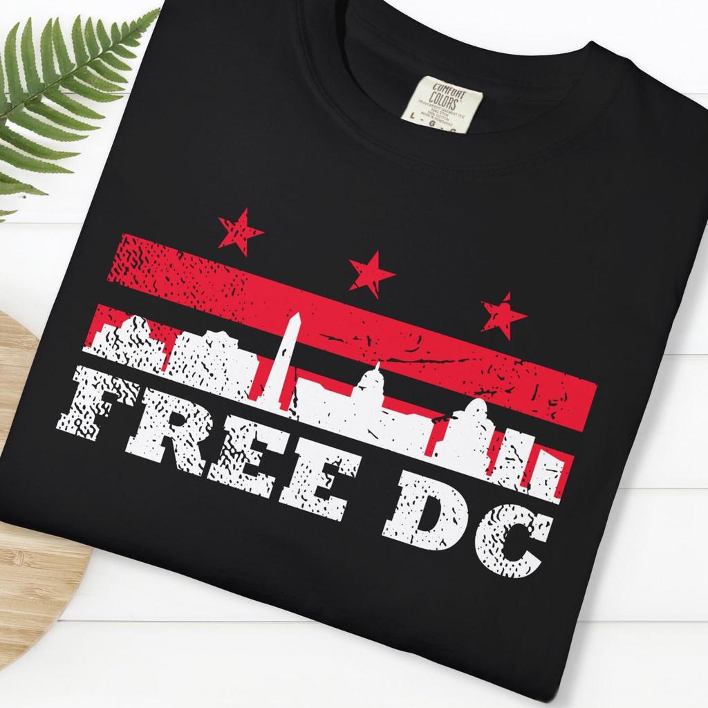 Free DC Comfort Colors T Shirt Washington DC Flag Graphic Tee Skyline Washingtonian Pride Top Retro District of Columbia Travel Shirt