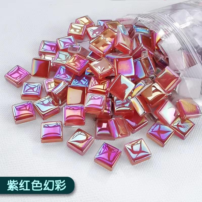 100g Mixed Mosaic Pieces Assorted Color Square Glitter Glass Mosaic Tiles for DIY Crafts Supplies Blue Purple Green Arte
