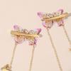1Pair of Girls Retro Antique Gauze Butterfly Long Chain Grab Clip Hairpin Leisure Daily Travel Hairpin Headdress