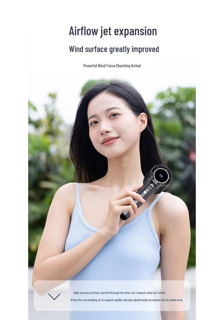 Southeast Asia 2026 GS5 High-Speed Leafless Mini Handheld Fan with 100-Speed Digital Display