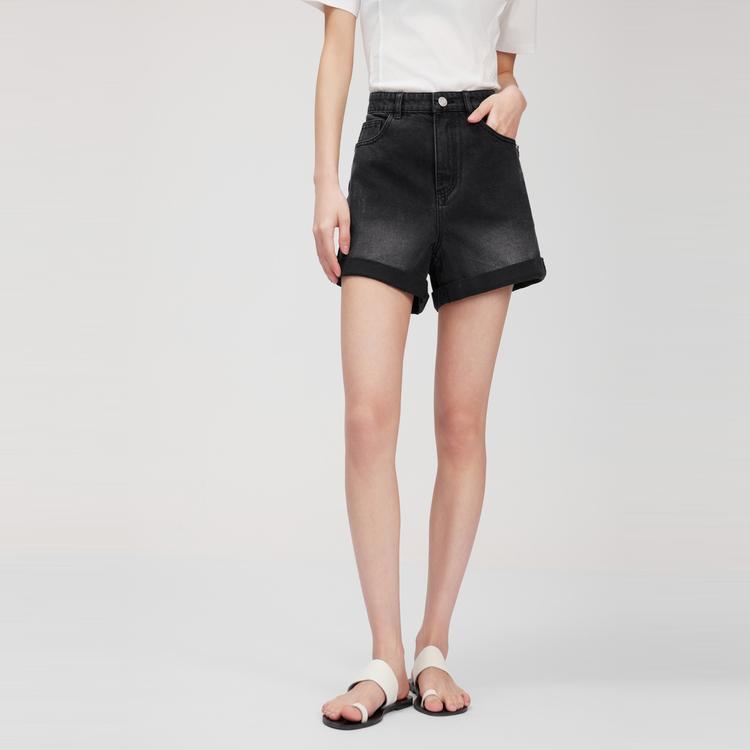 ELLE High-Waisted Simple Slimming Denim Shorts With Cuffed Design Women shorts EQ51159