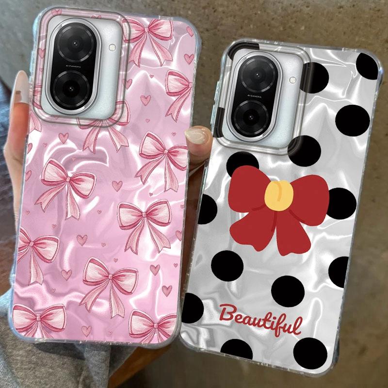 Pink Bow Love Heart Girls Phone Case For Xiaomi Redmi 14C 13C 10 9A 9C Note 14 13 12 11 10S 9 8 Pro Plus A5 A4 A3 A2 A1 Cover