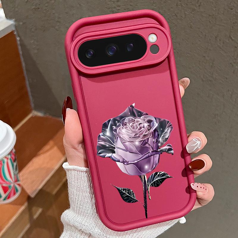 

Мягкий матовый чехол TPU с узором из кристаллов роз для Google Pixel 9 Pro XL 8 Pro 8A, однотонный противоударный защитный чехол для телефона Google Pixel 8A розовый