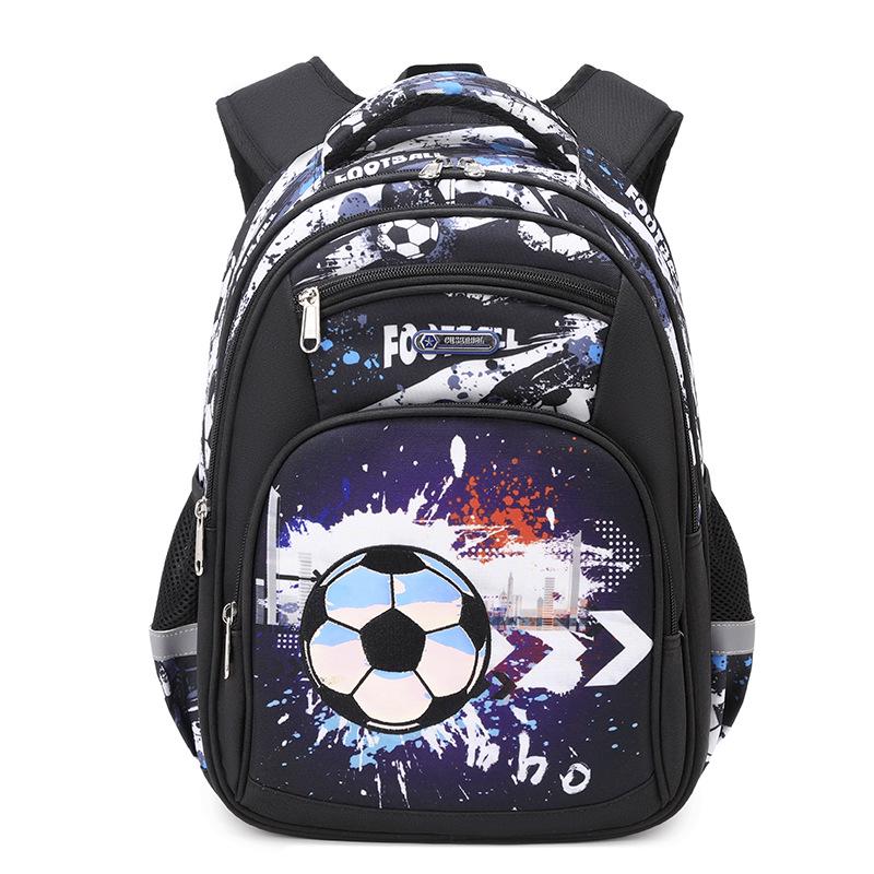 Camouflage Football Kids' Backpack: Large Capacity, Spine Protection, Multi-Compartment for Grades 1-3