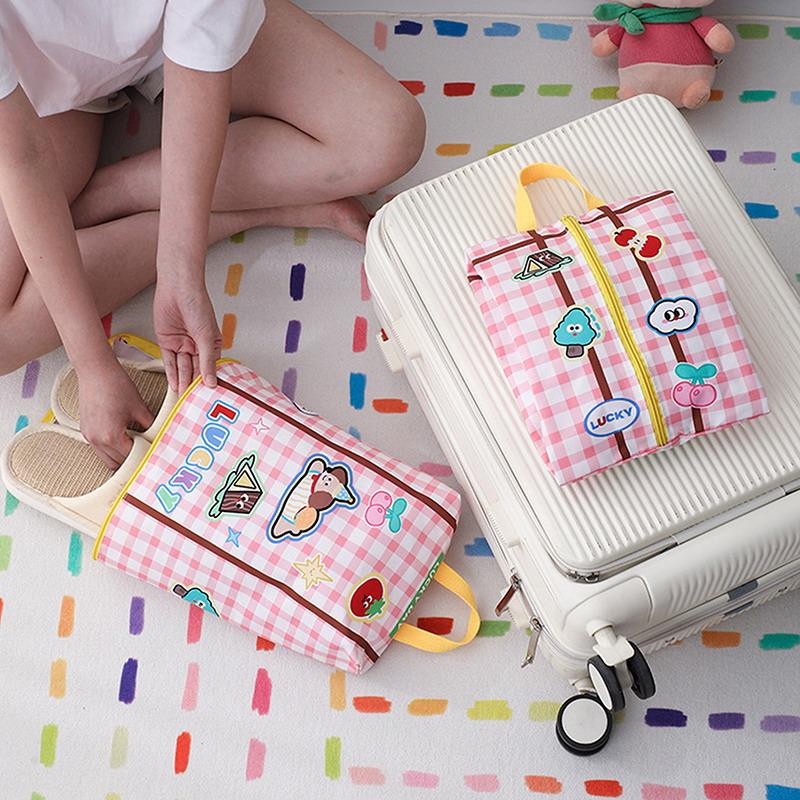 Cute Zippered Travel Storage Bag Large Capacity Waterproof For Clothes, Underwear, Suitcases Clothing Classification Storage Bag