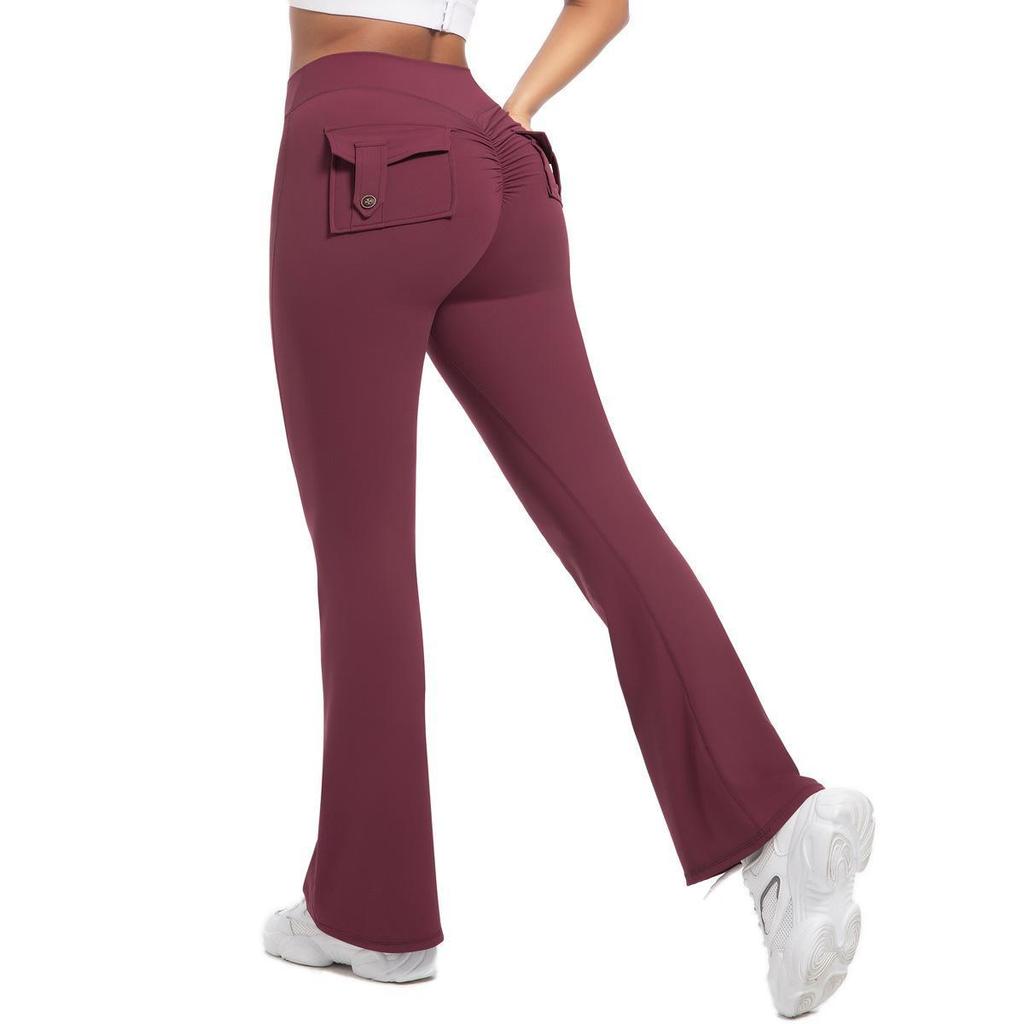 Damen High Waist Peach Cargo Leggings: Elastische, Hüfthebende, Schnelltrocknende Yogahose zum Laufen und für Fitness