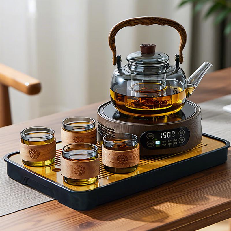 YIHUTEA Chinese Style Glass Tea Set with Electric Ceramic Stove