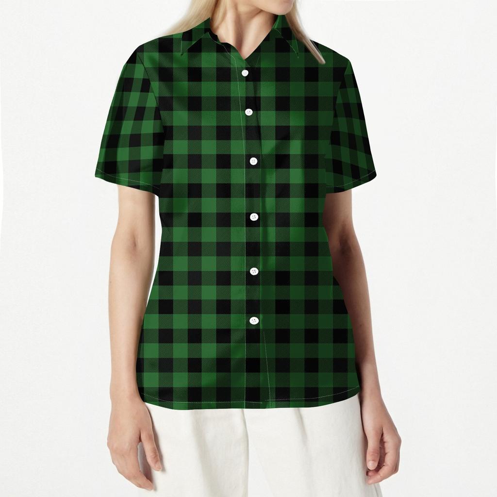Women's Casual Loose Fit Short Sleeve Button Down Shirt with Collar Lightweight Summer Top for Outdoor Indoor Wear
