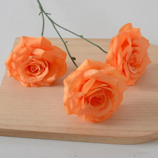 3 Blüten Künstliche Rose Blume Realistischer Falscher Rosenzweig mit Stiel für Vase Tischmittelstück Haus Hochzeit Party Dekoration