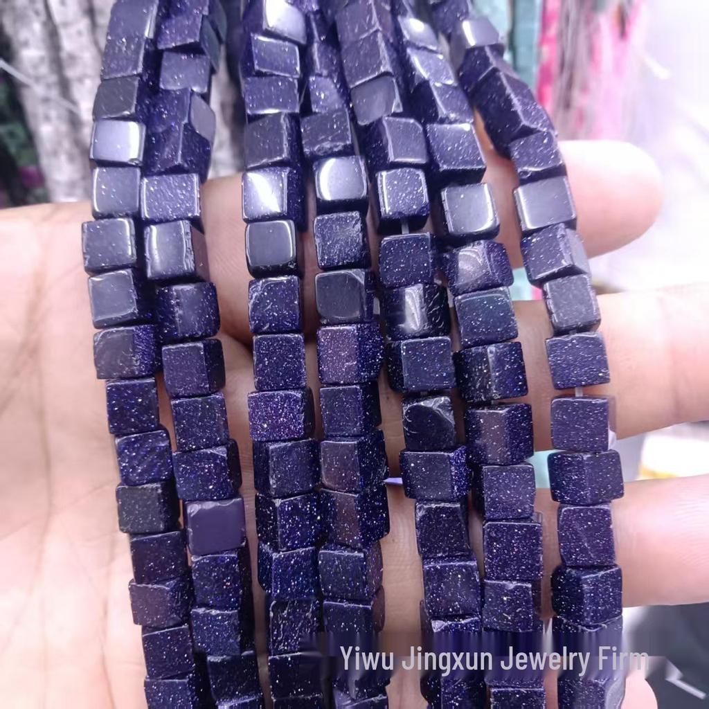 6x6mm Quadratische Rosenquarz-Achat-Perlenkette - Naturstein DIY-Zubehör