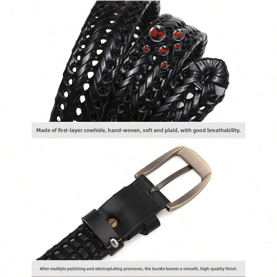Youth Vintage Handwoven Belt Men's and Women's Leather Pin Buckle Belt Men's Belt